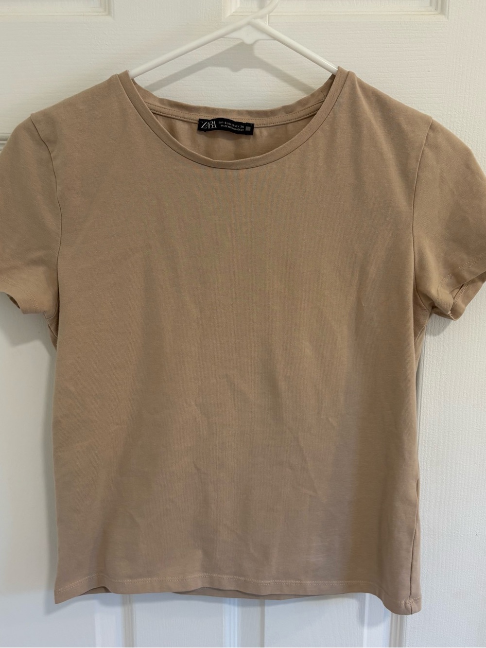 Zara Women's Short Sleeve Crewneck Top - Taupe